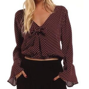 Mini Dot Tie Neck Top